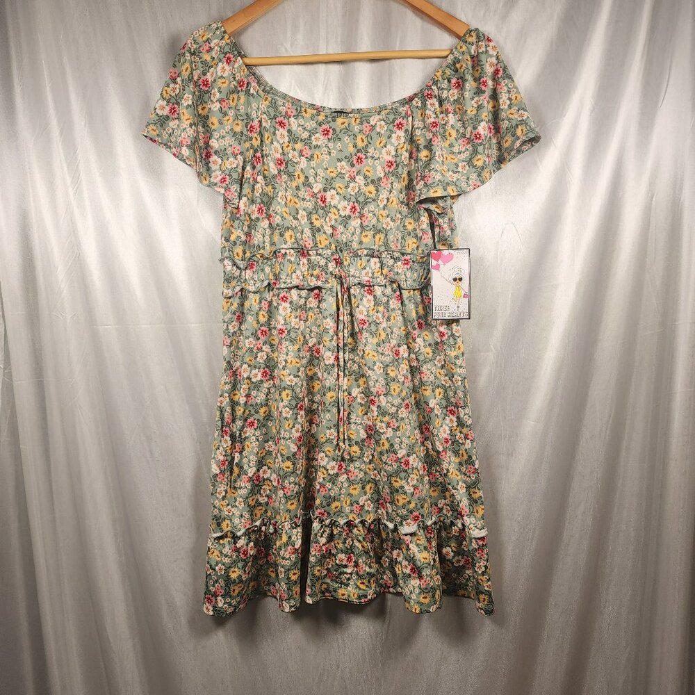 Three Pink Hearts Floral Mini Sundress